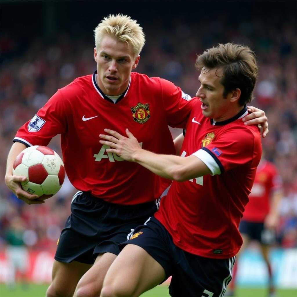 Roy Keane and Alfe Inge Haaland tackle