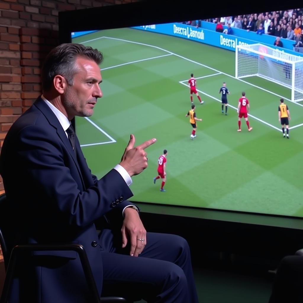 Roy Keane analyzing a match featuring Erling Haaland