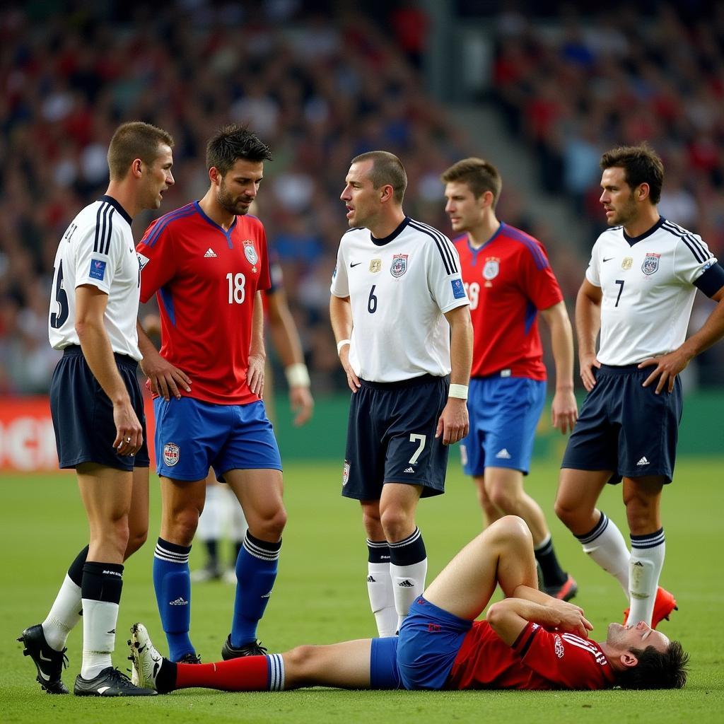 The aftermath of the Roy Keane tackle