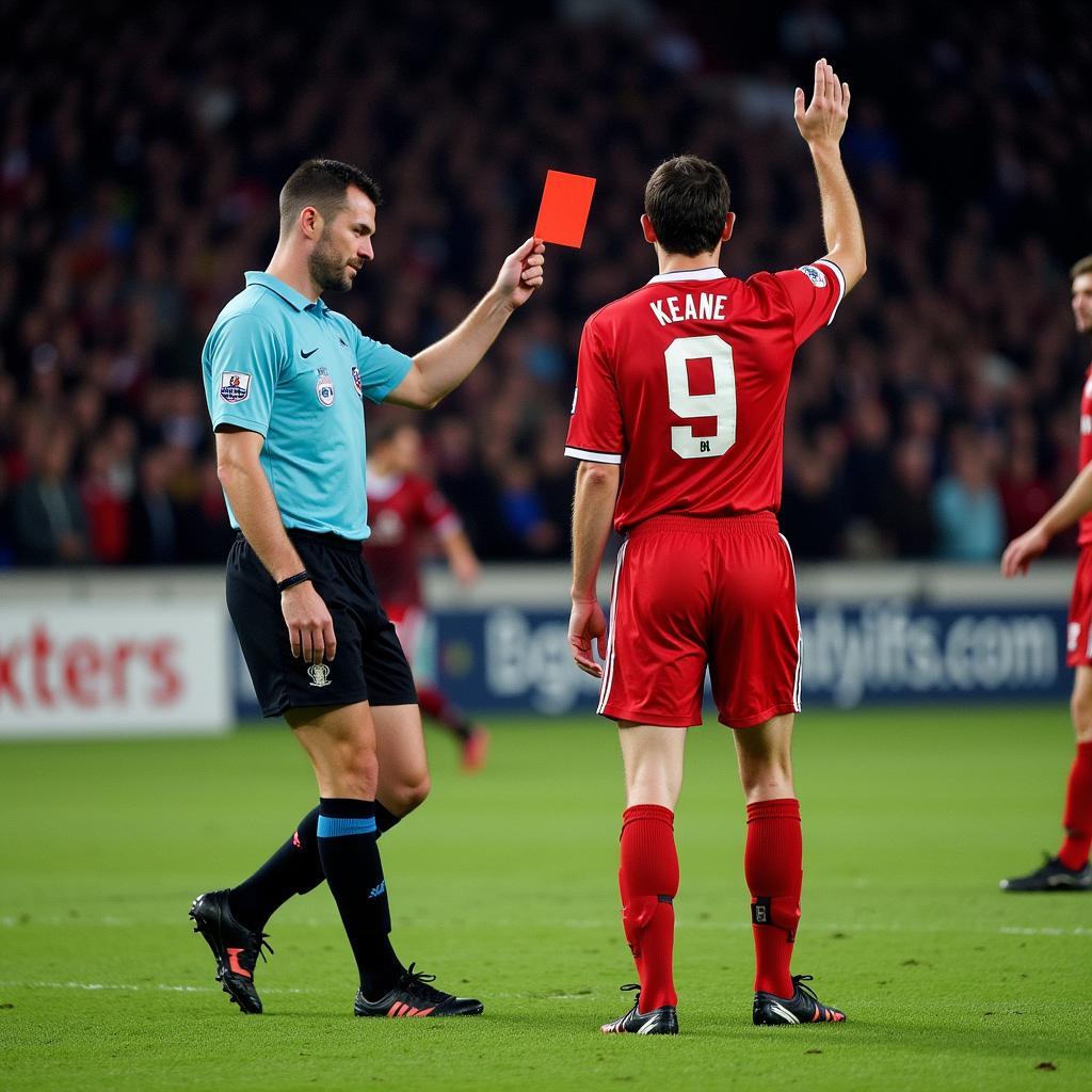 Roy Keane Receives a Red Card