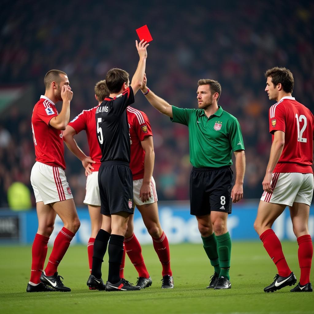 Roy Keane receiving a red card