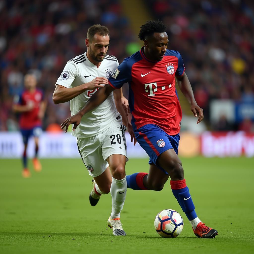 Rudiger closely marking Haaland during a match