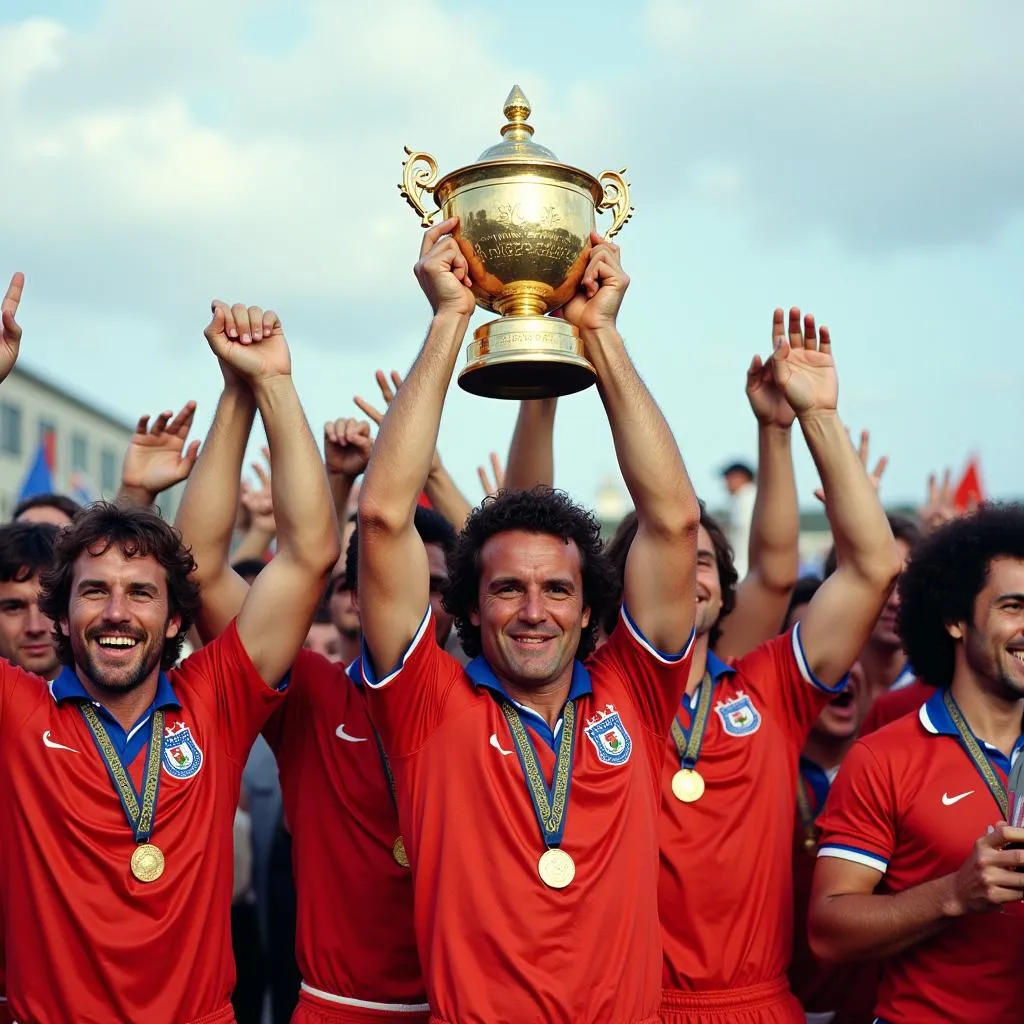 Ruud Gullit lifting the European Championship trophy