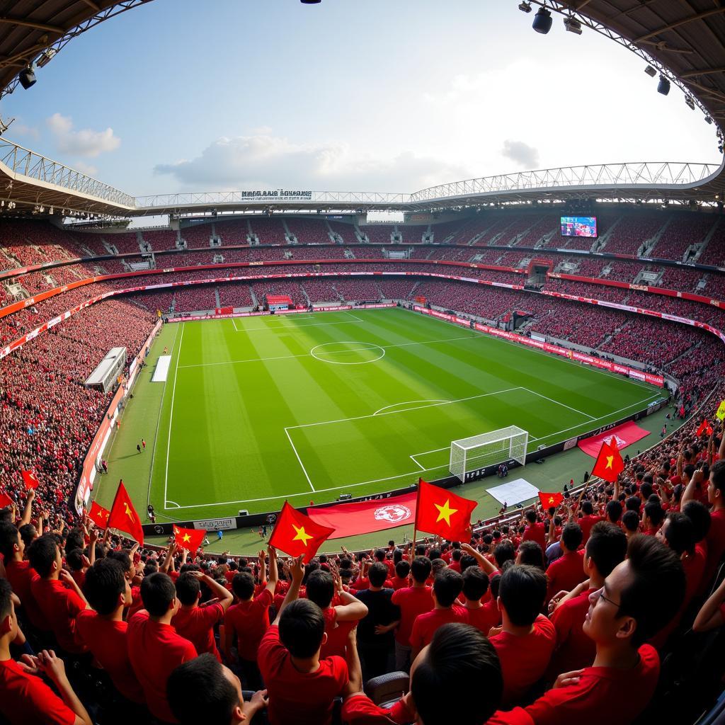 Saigon FC fans create an electric atmosphere inside the stadium, their unwavering support a testament to the club's deep roots in the city.