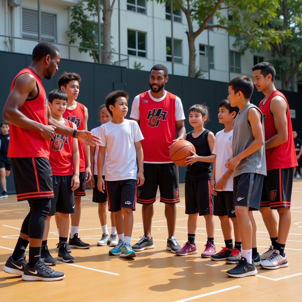 Saigon Heat Players Coaching Jr. NBA Participants