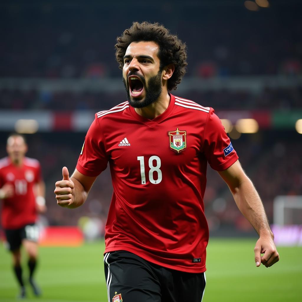 Mohamed Salah representing Egypt in international competition.