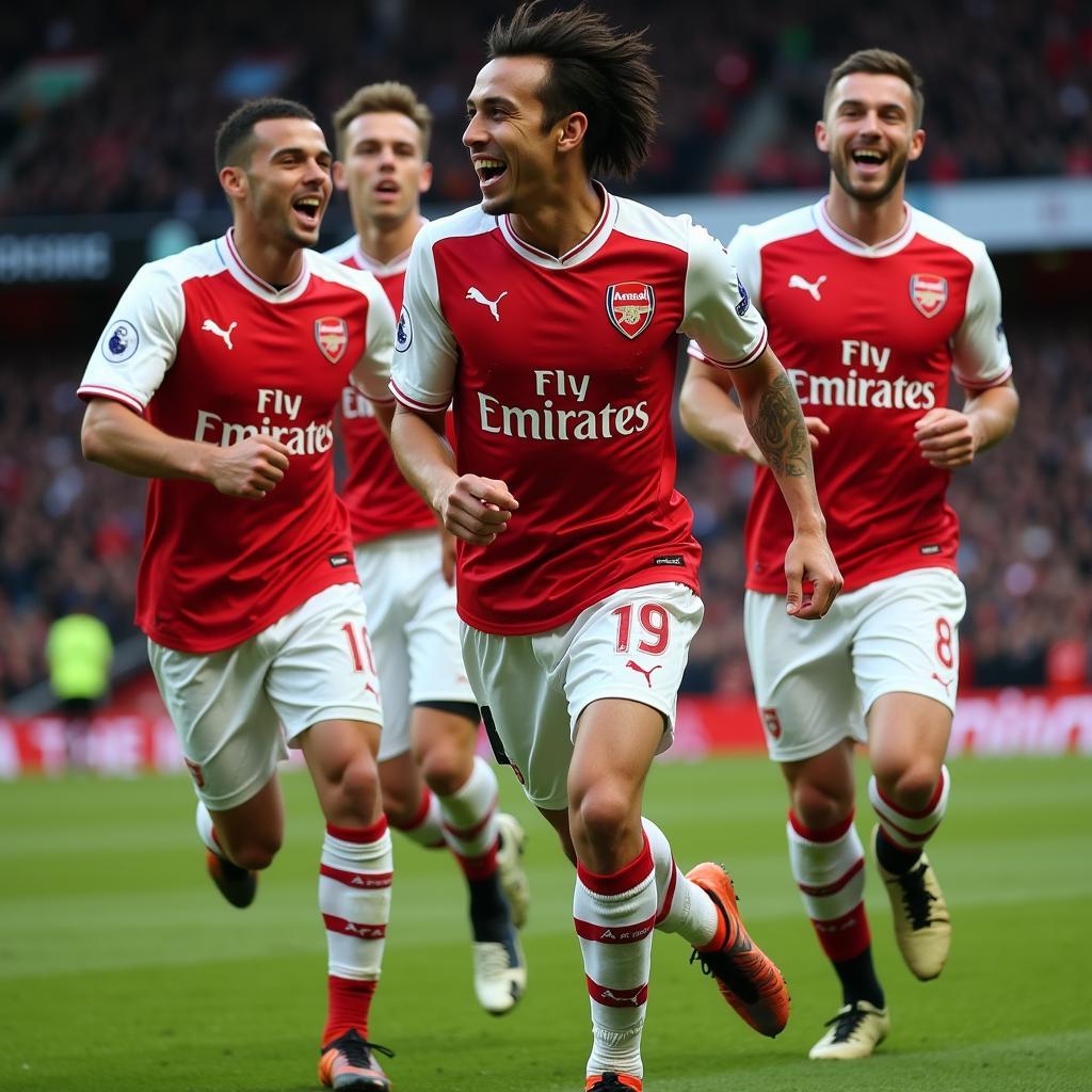 Samir Nasri celebrates a goal for Arsenal.