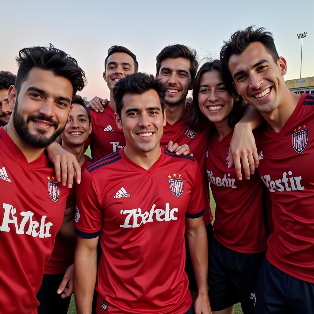 Sardar Azmoun celebrating a victory with teammates