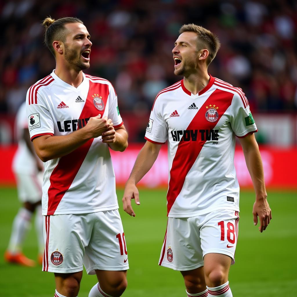 Haaland and Højlund celebrating goals