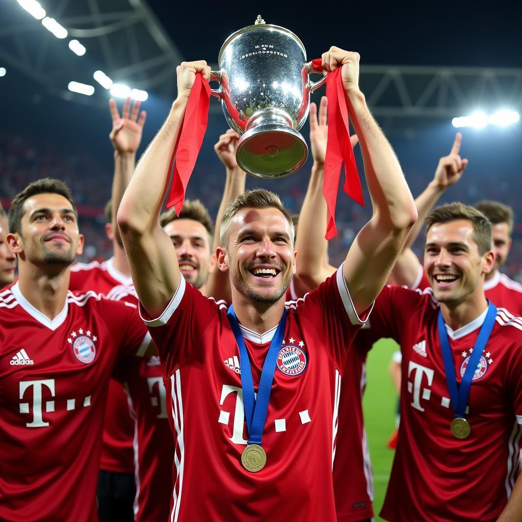 Schweinsteiger celebrates a Bayern Munich victory