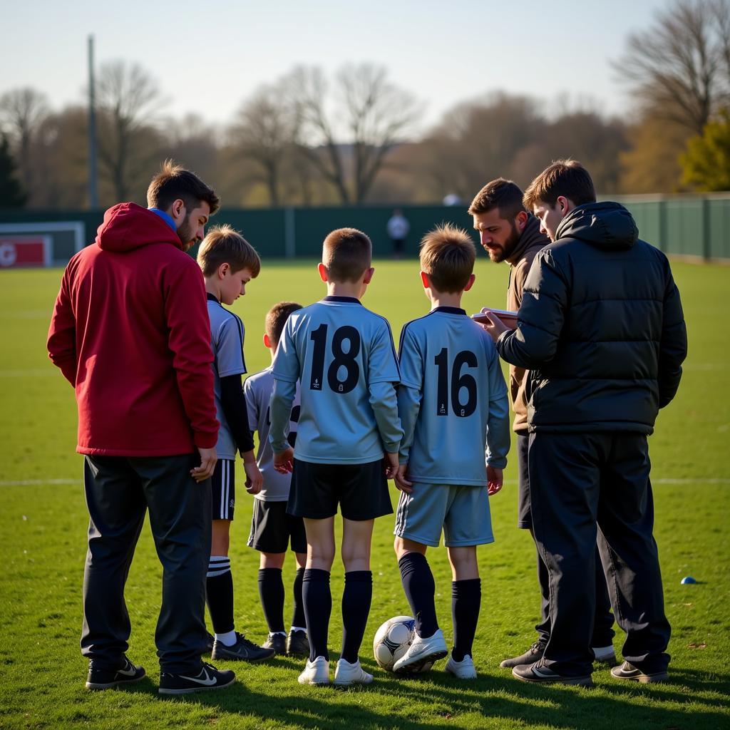 Scouts Observing Young Football Players