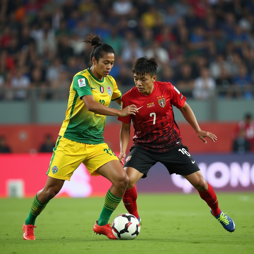 Football action during SEA Games 30