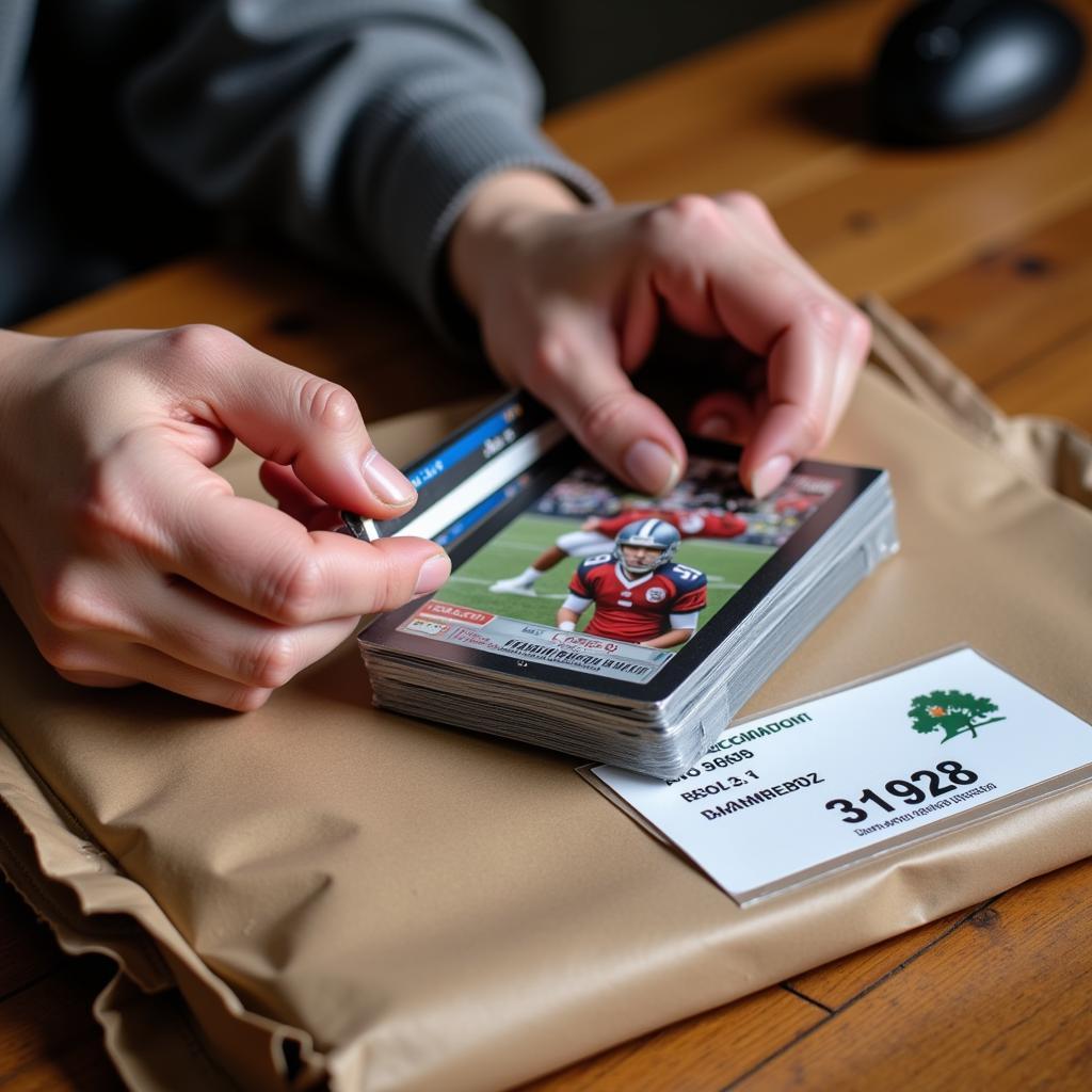 Football card swap with tracking number