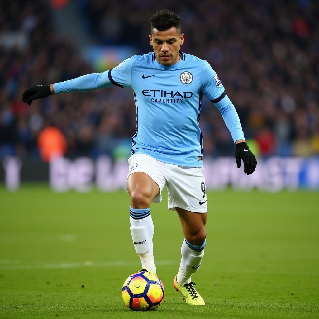 Sergio Agüero in action for Manchester City in 2015