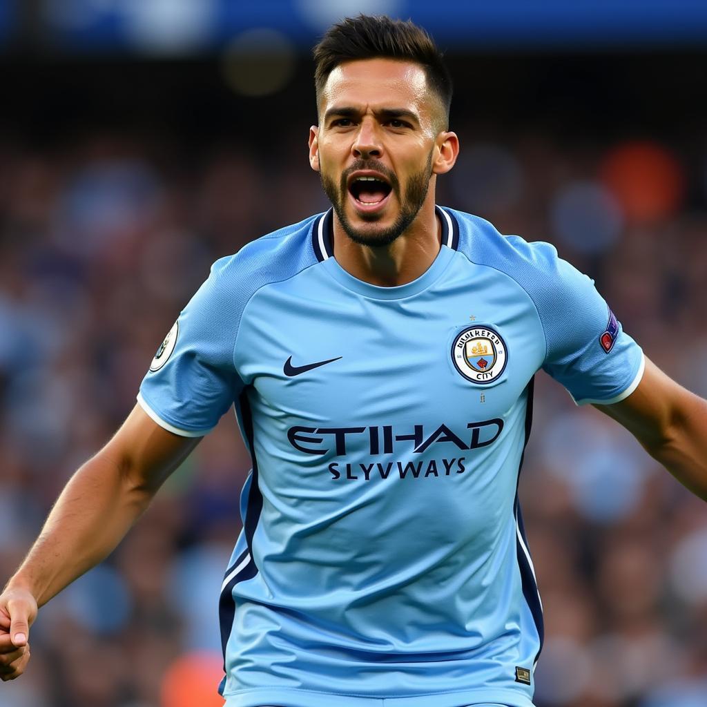 Sergio Agüero in Man City Jersey 2019