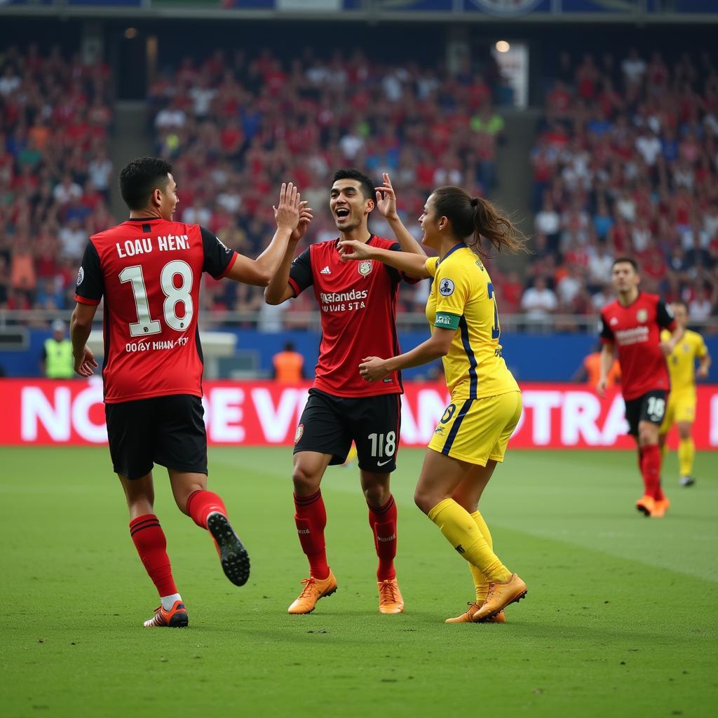 SHB Da Nang players celebrating a goal