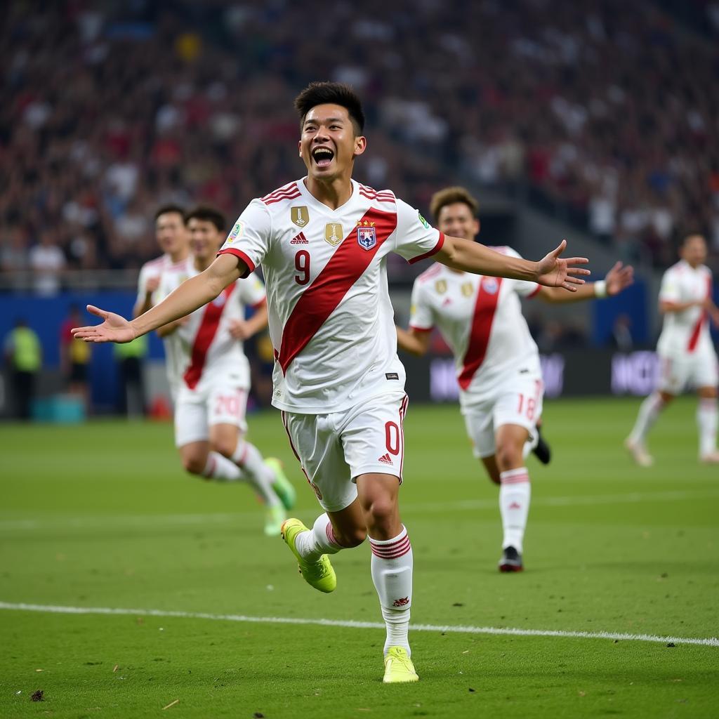 Son Heung-min celebrating a goal