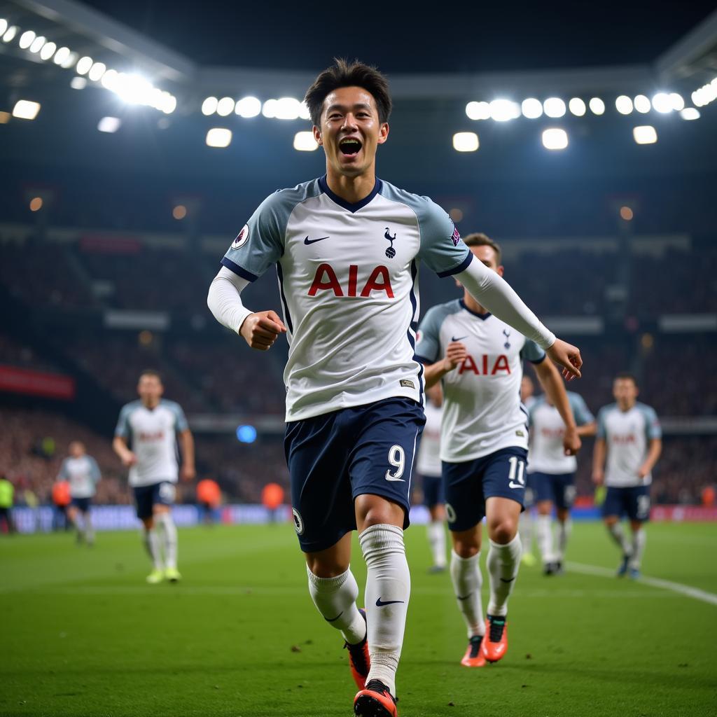 Son Heung-min celebrates a goal for Tottenham Hotspur