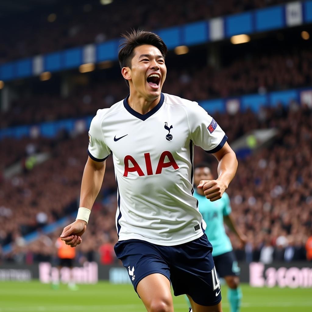 Son Heung-min celebrates a goal for Tottenham Hotspur