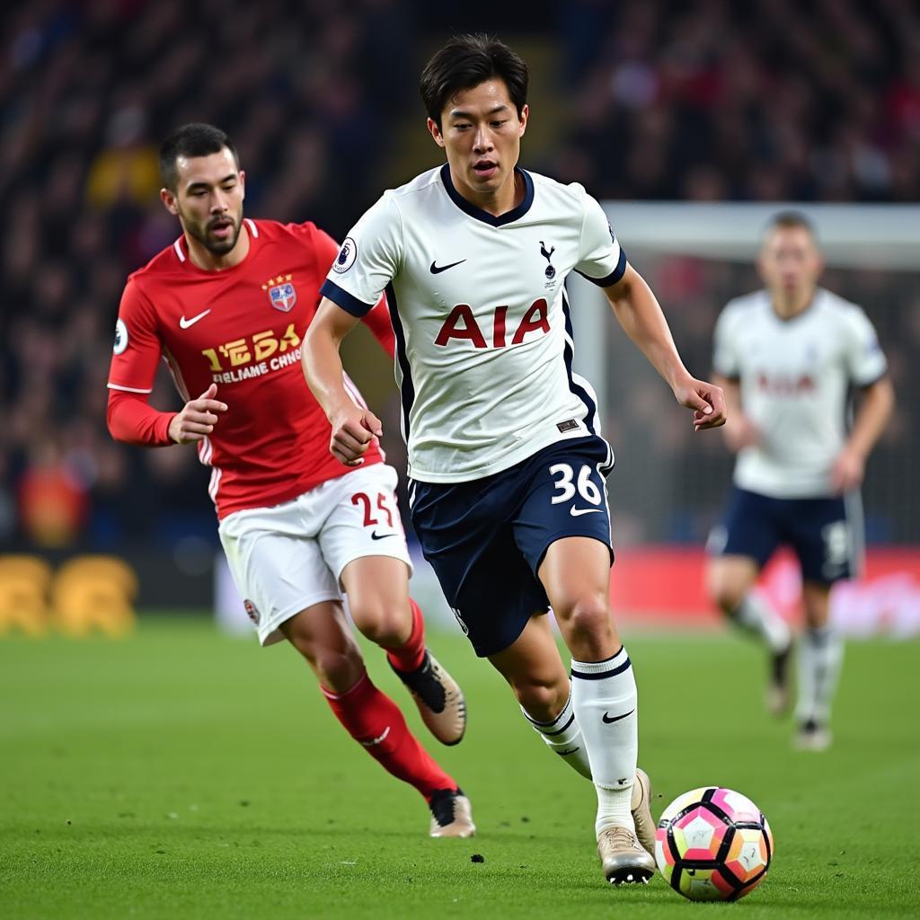 Son Heung-min Dribbling Past a Defender