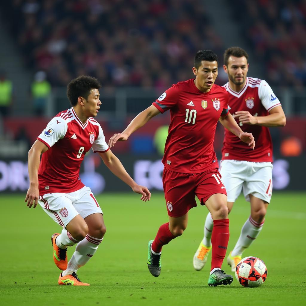 Son Heung-min dribbling past defenders