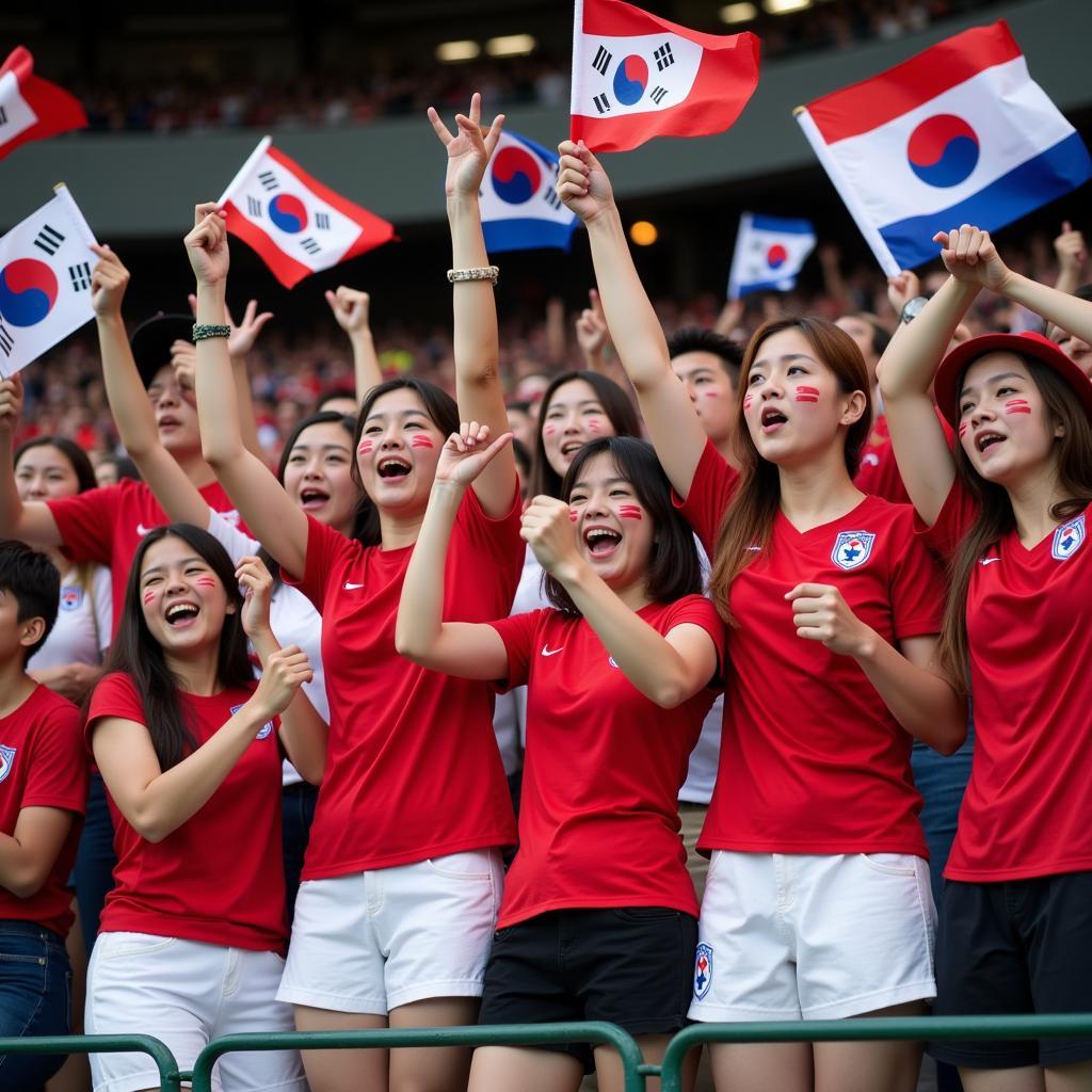 South Korean Fans Cheer for their Team