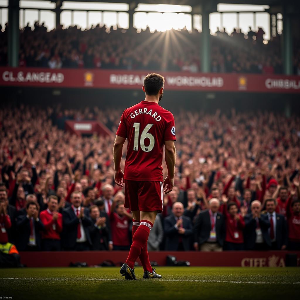 Steven Gerrard waving goodbye at Anfield