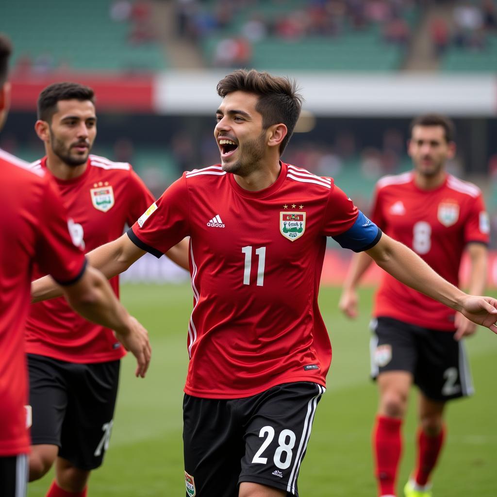 Syrian Football Player Celebrating a Goal