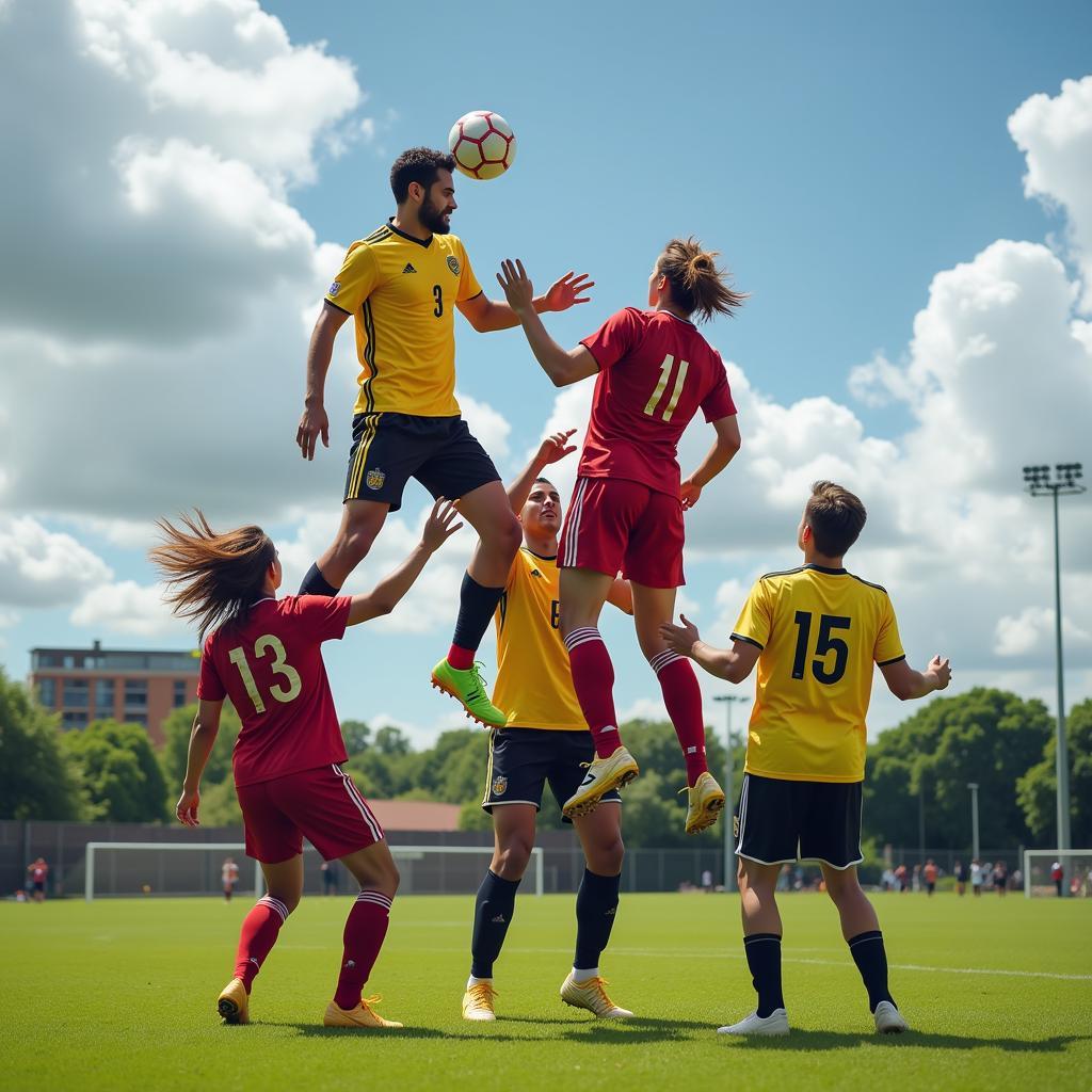 Tall football players dominating aerial duels