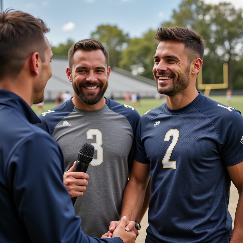 Thai gay football couple giving an interview