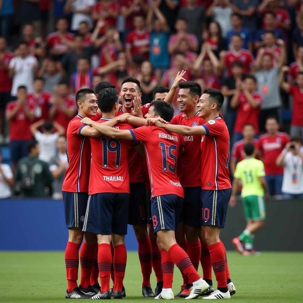 Thai national team celebrating a goal