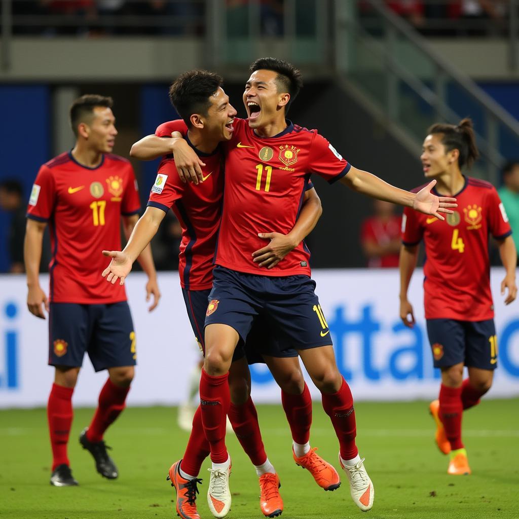 Thai Star Celebrating a Goal Against Vietnam