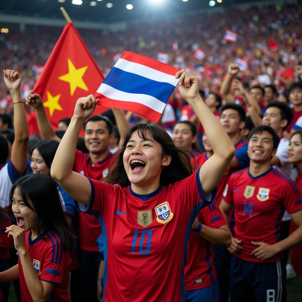 Thai and Vietnamese Fans Celebrating Together