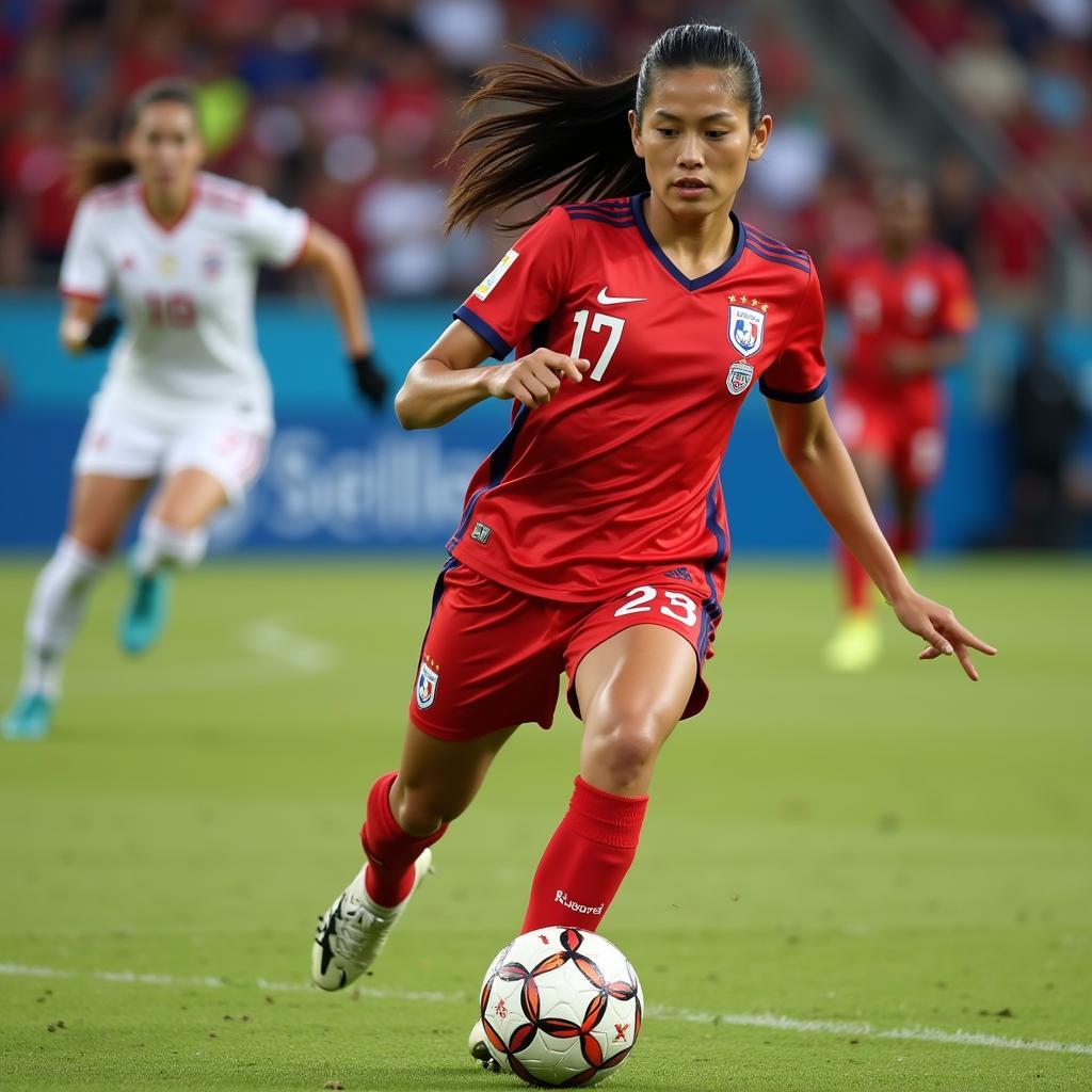 Thai Women's Football Player in Action