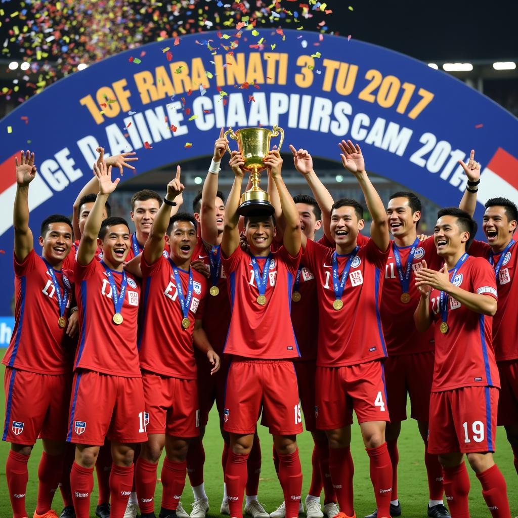 Thailand team celebrating with the trophy