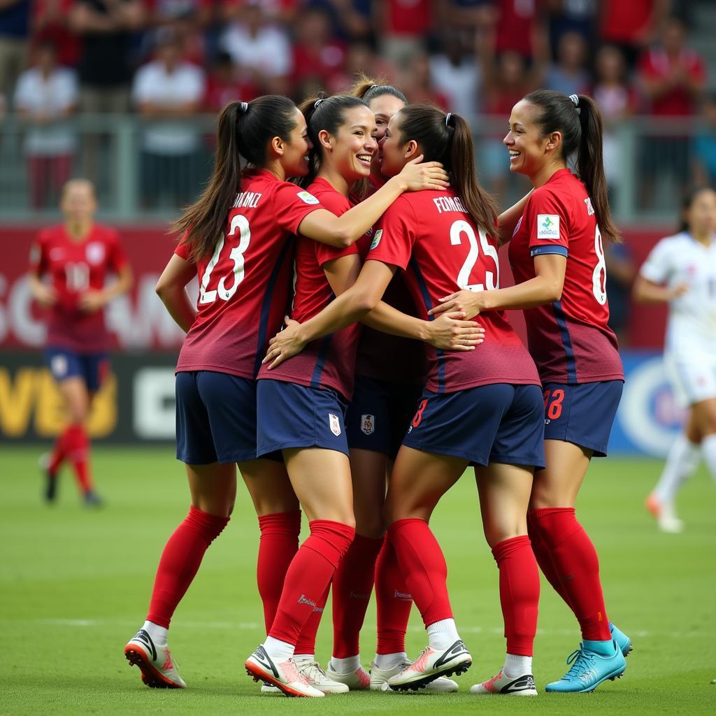 Thailand Women's National Team celebrating a goal.