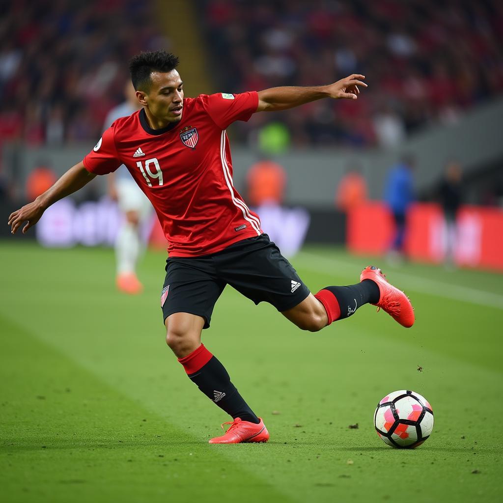 Thiago Alcântara demonstrating his precise passing technique