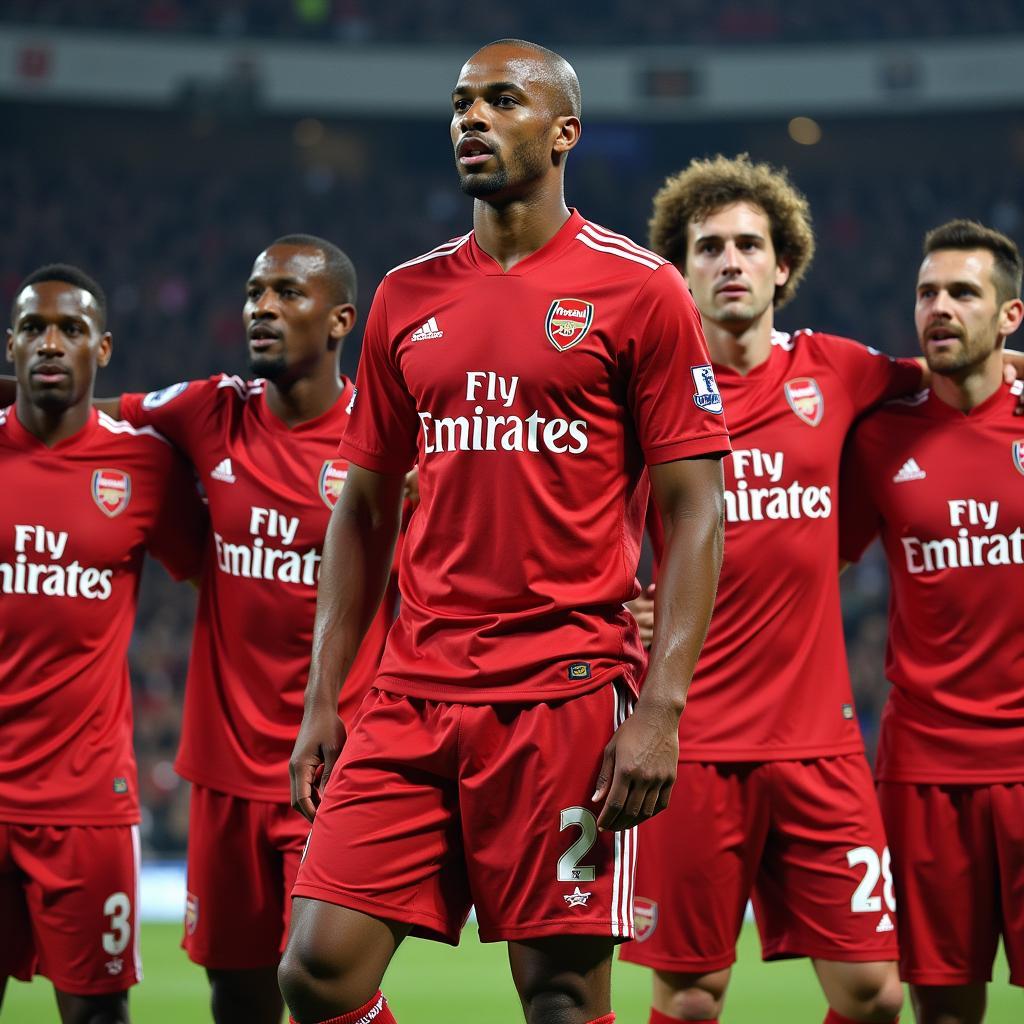 Thierry Henry with the Arsenal 'Invincibles' squad