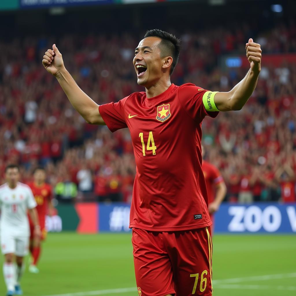 Tien Linh Celebrating Goal for Vietnam National Team