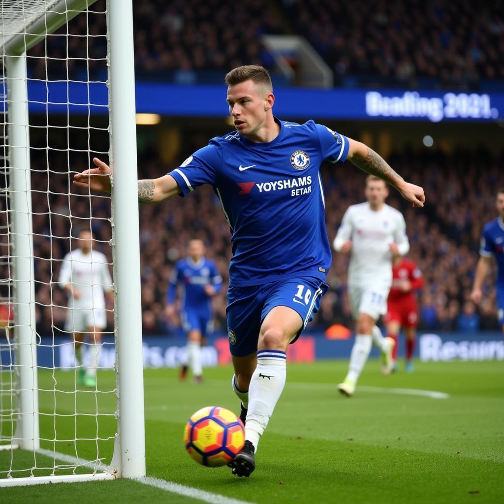 Timo Werner scoring for Chelsea in the Premier League