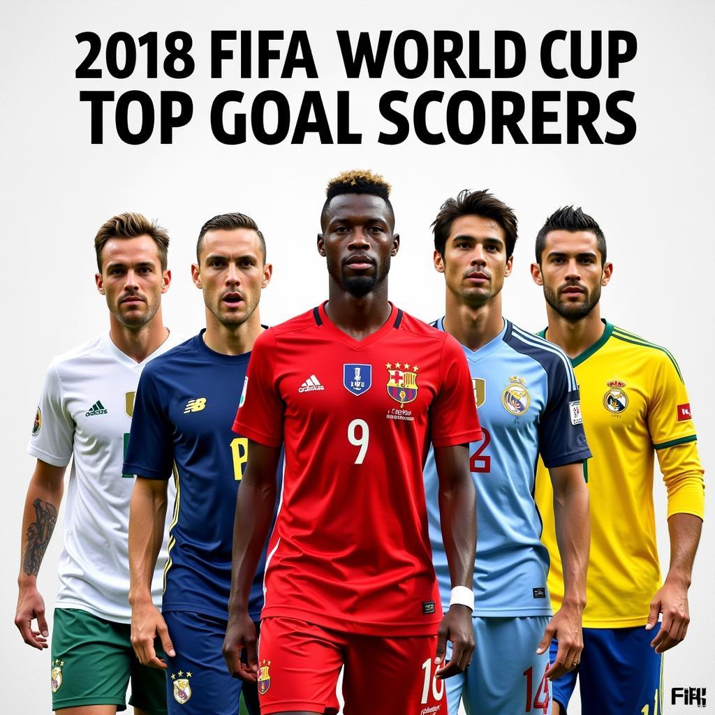 Top goal scorers at the 2018 World Cup posing for a photo