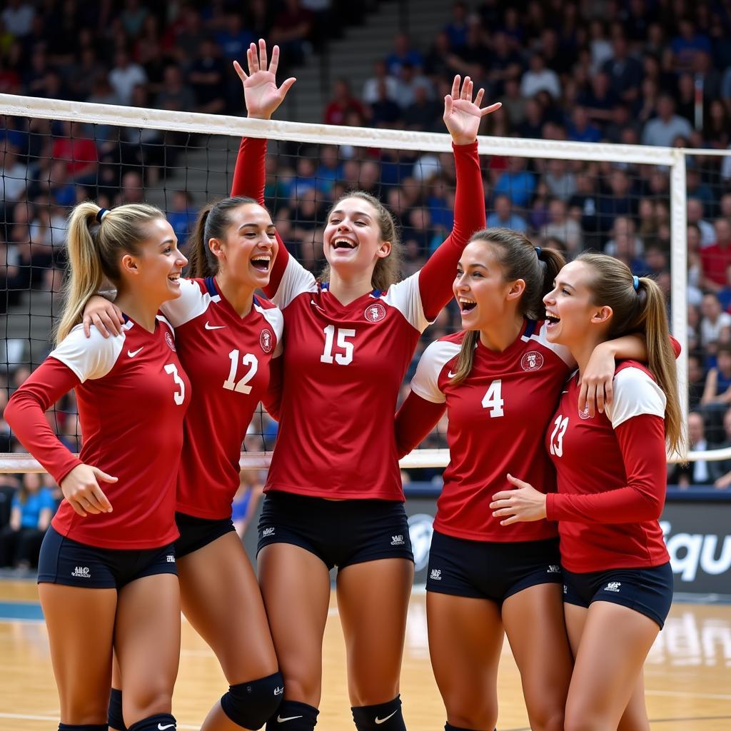 Celebration of a Volleyball Team