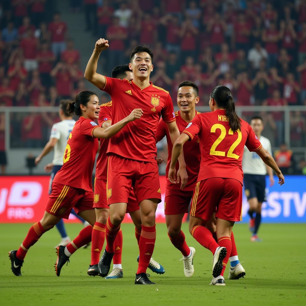 Vietnamese Striker Celebrating Goal