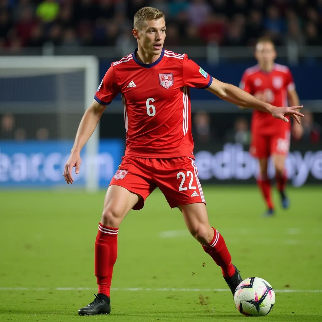 Torbjørn Haaland in action for Bryne FK, showcasing his skills as a midfielder.