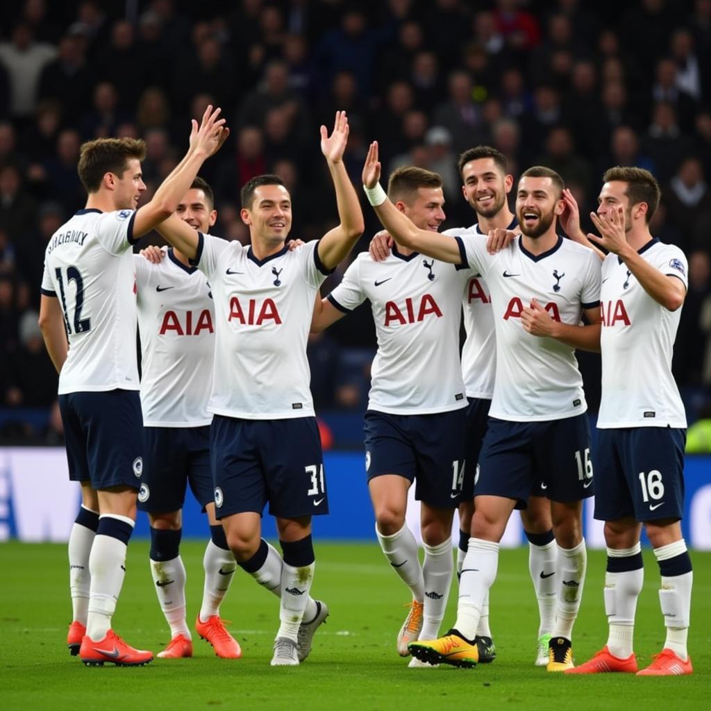 Tottenham Players Celebrating a Goal