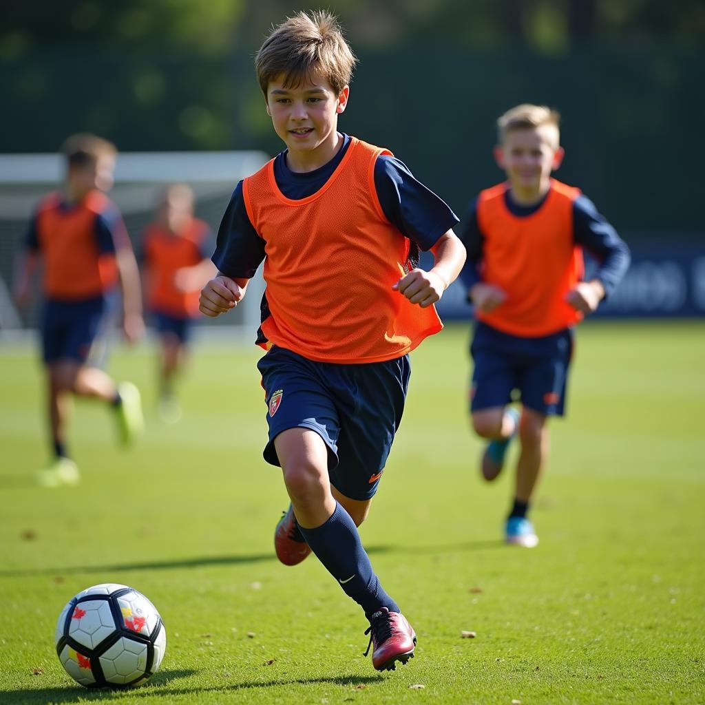 Intense training session on the football pitch