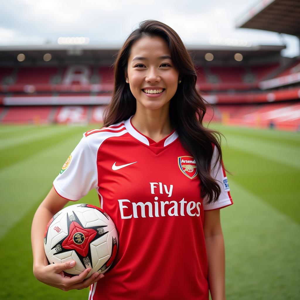 Trâm Anh in an Arsenal Jersey