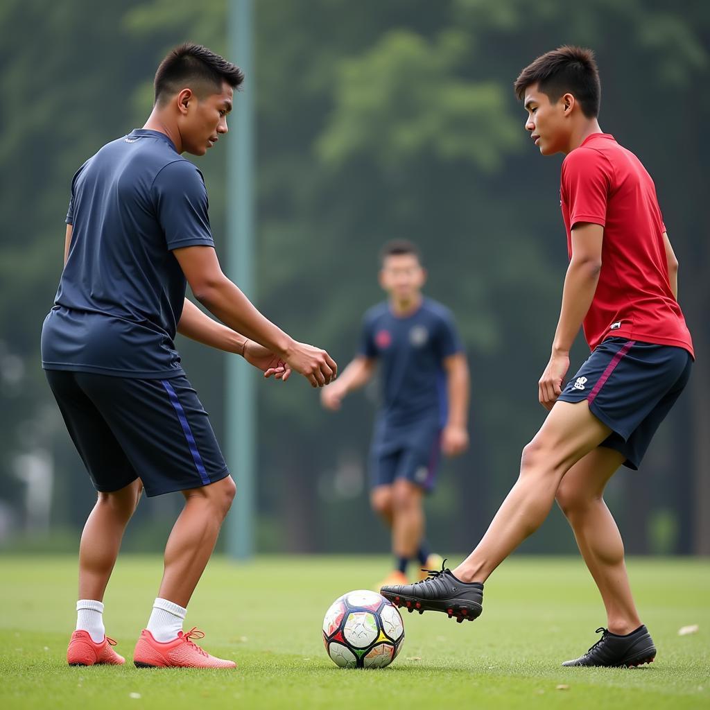 Tran Quoc Anh training at a youth academy