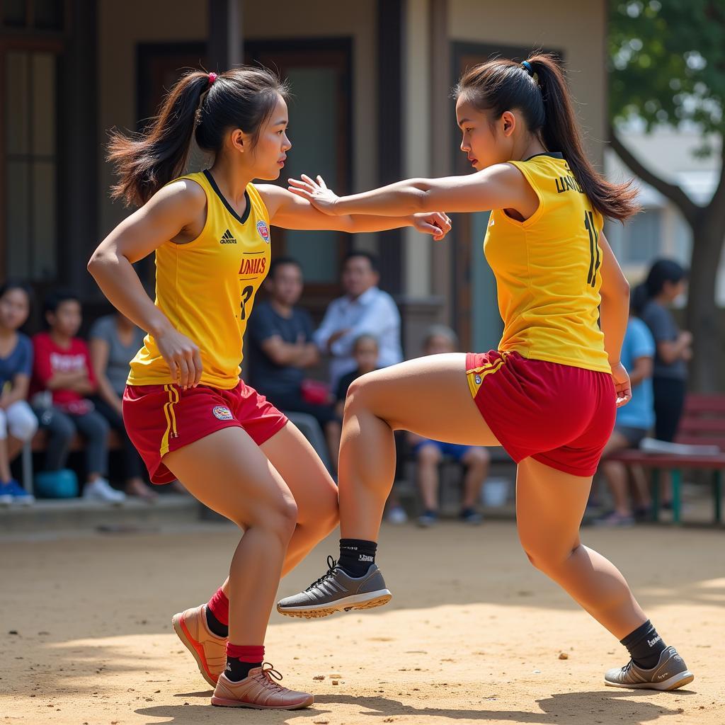 Tran Thi Thanh Thuy forming a strong block at the net