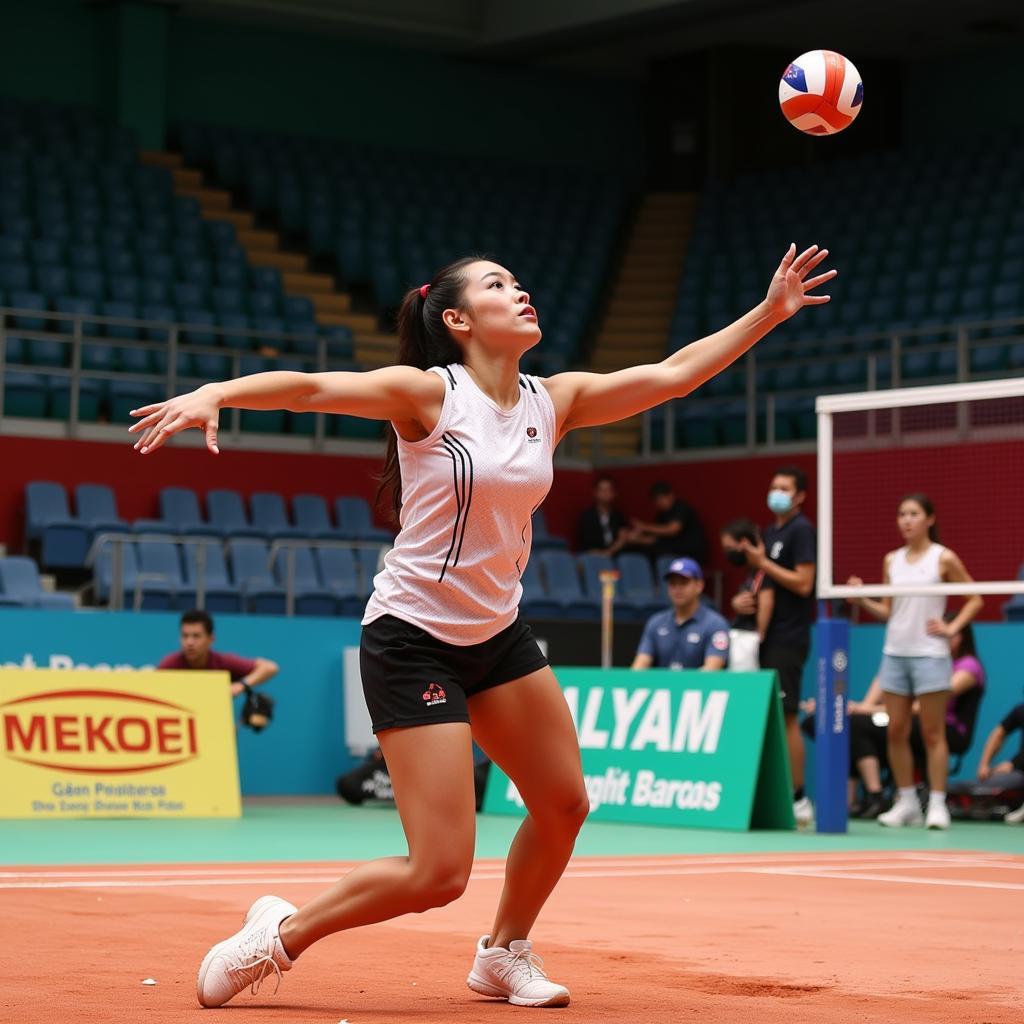 Tran Thi Thanh Thuy executing a powerful spike